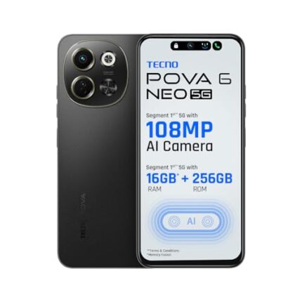 TECNO POVA 6 NEO 5G (Midnight Shadow, 6GB+128GB) | Advanced AI Features | 108MP Ultra Clear AI Camera | D6300 Powerful Processor | 5 Year Lag Free Fluency | 5000 mAh Battery | InBuilt Infrared and NFC