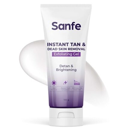 Sanfe Instant Tan & Dead Skin Removal Exfoliating Gel | Visibly Removes Tan | AHA Exfoliation in Minutes | Smooth & Bright Skin | 100g