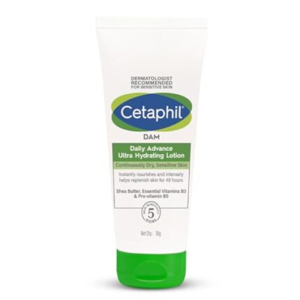 Cetaphil Dam Daily Advance Ultra Hydrating Lotion For Dry, Sensitive Skin| 30 G| Moisturizer With Shea Butter| Non-Greasy, Fragrance-Free| Paraben, Sulphate Free