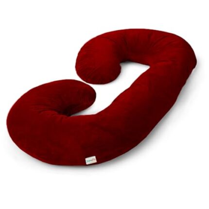 OYO BABY C Shaped Pregnancy Pillow for Sleeping, Maternity Pillow for Pregnant Women with Washable Premium Velvet Cover (Maroon)