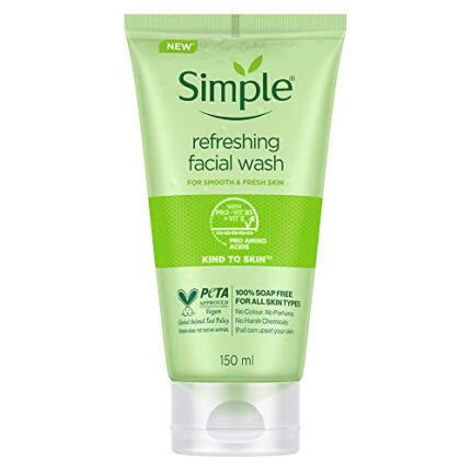 Simple Kind To Skin Refreshing Face Wash 150 ml | 100% soap-free gentle cleanser for sensitive, dry & oily skin, for women & men