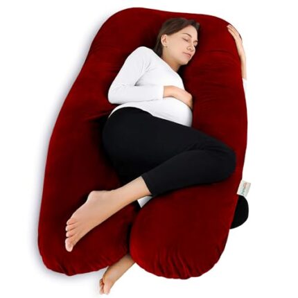 OYO BABY Maternity Pillows for Pregnancy Sleeping | Pregnancy Pillows for Sleeping, Maternity Pillow for Pregnant Women, U-Shaped Pillow, Washable Premium Velvet Cover (Maroon)