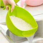 Kitchenwell Multi-Purpose Strainer or Washer Bowl for Rice Fruits & Vegetable Rice Bowl(Green, Pack of 1)