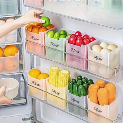 RILION 6 fridge storage boxes multipurpose containers for storage Space-saving Refrigerator Side Door Organizer for fridge kitchen Fruits, Vegetables Storage Containers- transparent