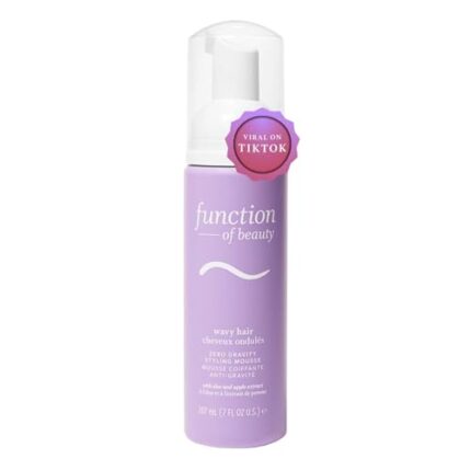 FUNCTION OF BEAUTY Customizable Zero Gravity Styling Mousse for Wavy Hair, 7 oz - Adds Volume, Defines Natural Waves While Providing a Flexible Hold Without Feeling Stiff or Crunchy