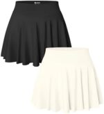 OQQ Women 2 Piece Skirts 2 in 1 Flowy Basic Versatile Stretchy Flared Casual Mini Skirts