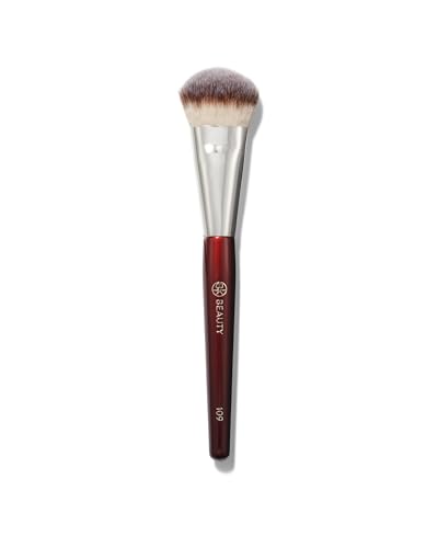 BK BEAUTY BRUSHES - 109 MINI CONTOURED FOUNDATION - Face Brush for Liquid or Cream Foundations - Bronzer, Blush & Highlighter Makeup Brush