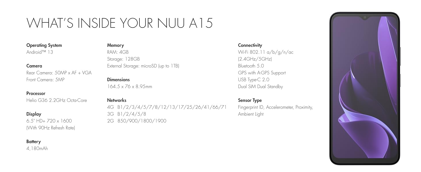 NUU A15 Product Specifications