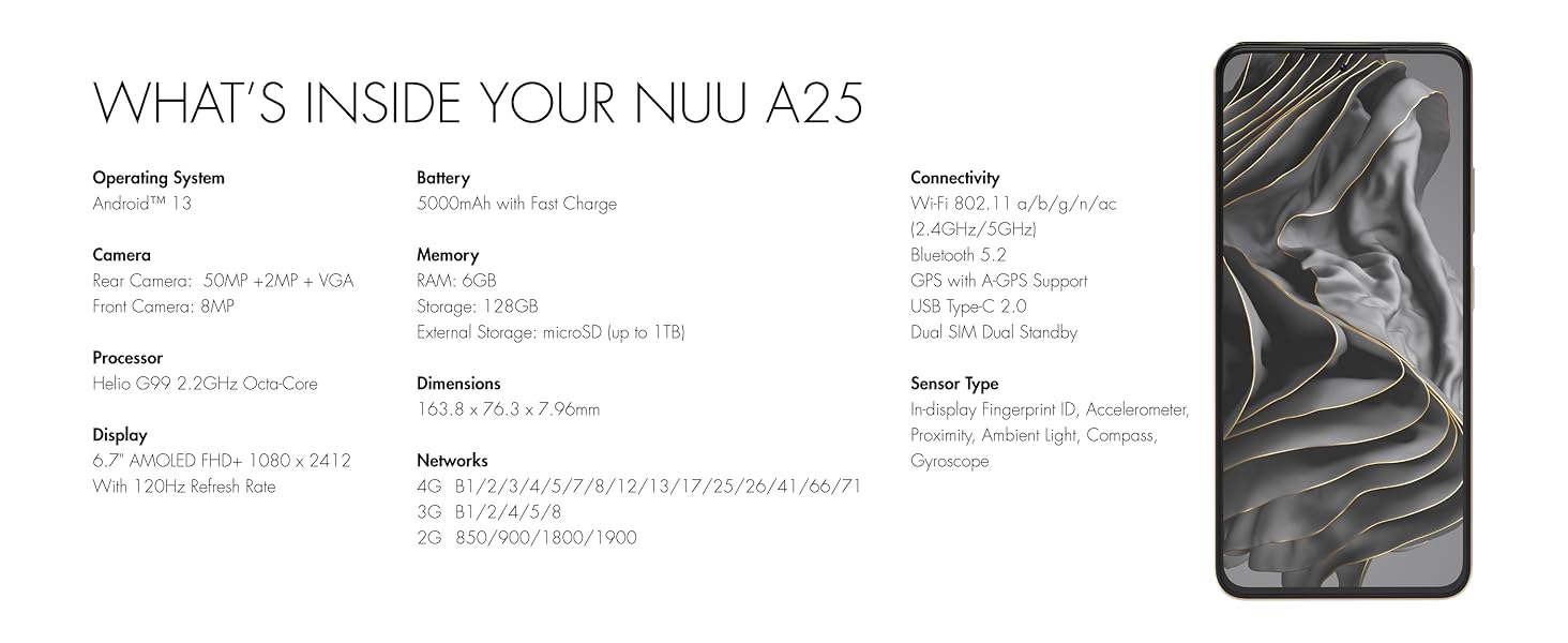 NUU A25 Product Specifications