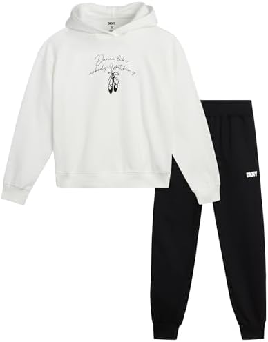 DKNY Girls Fleece Set - 2 Piece Girls Fleece Matching Set Sweatshirts and Sweatpants - Girls' fashion Fleece Outfit (4-16)