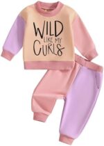 WZTYYDS Toddler Baby Girl Clothes 1T 2T 3T 4T 5T Fall Winter Outfits Contrast Color Long Sleeve Sweatshirt + Pants Sets