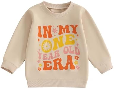 FYBITBO First Birthday Baby Girl Outfit in My One Year Old Era Sweatshirt Fall Long Sleeve Shirt 1st Birthday Girl Clothes