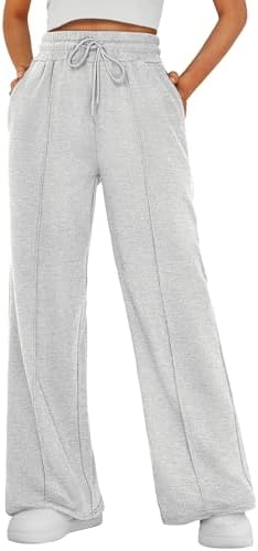 AUTOMET Womens Wide Leg Sweatpants High Waisted Baggy Pants Drawstring Athletic Joggers