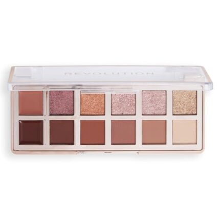 Revolution Beauty, The True Icon Bronze Eyeshadow Palette, 12 Ultra-Pigmented Matte & Shimmer Finishes & Shades, Long-Lasting & Blendable, Vegan & Cruelty-Free, 3.53 oz