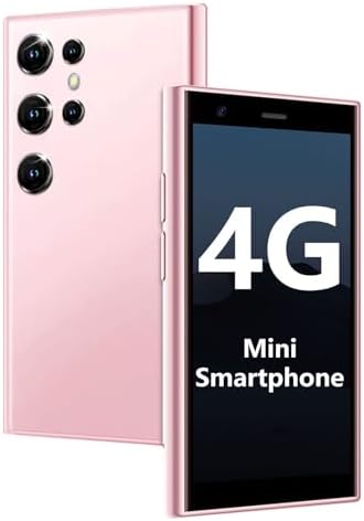 Mini Smartphone 4G Unlocked Kid's Smart Phone 3.0'' HD Touch Screen World's Smallest Cell Phone 2000mAh Battery Dual SIM Little Mobile Phone with Face ID Child Cellphone for Student 3GB+32GB Pink