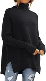 LILLUSORY Women's Oversized Turtleneck Sweaters Fall Batwing Sleeve Ribbed Tunic Sweater