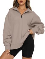 Trendy Queen Womens Oversized Sweatshirts Fall Fashion Hoodies Half Zip Pullover Long Sleeve Shirts Clothes Outfits