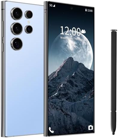 I24 Ultra 5G Unlocked Phones, Built in Pen, Smartphone Battery 6800mAh 6.8" HD Screen Unlocked Cell Phone, 6+256GB Android13 with 128G Memory Card, Face ID/Fingerprint Lock/GPS (Blue)