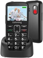 USHINING 4G Senior Cell Phone Unlocked SOS Big Button Senior Basic Phone Large Screen High Volume Unlocked Mobile Phone for Elderly with Charging Dock (Black)