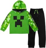 Minecraft Creeper Fleece Pullover Hoodie and Pants Outfit Set Little Kid to Big Kid