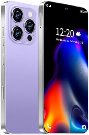 I16 PROMAX Unlocked Phone, 6.99inch HD AMOLED Screen Smartphone, Battery 7000mAh Cell Phone, Android 13.0 8+256GB with 128GB Memory Card, Face ID/Fingerprint Lock/5G/Photos/GPS (Purple)