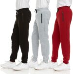 PURE CHAMP 3Pk Boys Sweatpants Fleece Athletic Workout Kids Clothes Boys Joggers with Zipper Pocket and Drawstring Size 4-20