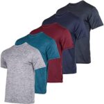 Real Essentials 5 Pack: Men’s Short Sleeve Dry Fit Active Crew Neck T Shirt - Athletic Running Gym Workout Tee Tops