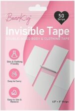 BearKig 50-Strips Double-Sided Tape for Fashion, Tape for Clothes, Fabric Tape for Women Clothing and Body, All Day Strength Tape Adhesive, Invisible and Clear Tape for Sensitive Skins