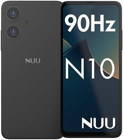 NUU N10 Basic Cell Phone for T-Mobile, Mint, Metro, Qlink, Tello and More 4GB/128GB, Perfect for Teenagers, Dual SIM 4G, Octa-Core 6.6" 90Hz HD+, Unlocked Phones Android Phone 14, US Warranty (Black)