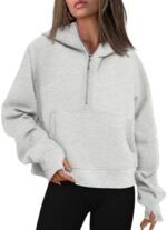 AUTOMET Womens Hoodies Half Zip Sweatshirts Fleece Jackets Tops Oversized Pullover Fall Outfits 2025 Winter Fashion Clothes