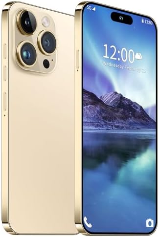 I14 Pro Max Unlocked Smartphone, 6+256GB, Android 13.0 Unlocked Cell Phones, 6.82" HD Screen Battery 6800mAH with 128GB Memory Card/Face ID/Fingerprint Lock/Dual SIM 5G Phone (Gold)