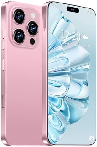 I16 PROMAX Unlocked Phone, 6.99inch Cell Phone with Android 13 12GB+512GB 7000mAh Long Battery Life, HD Screen Smartphone with Dual SIM, Fingerprint Lock, Face ID, Photos 5G Phone (Pink)