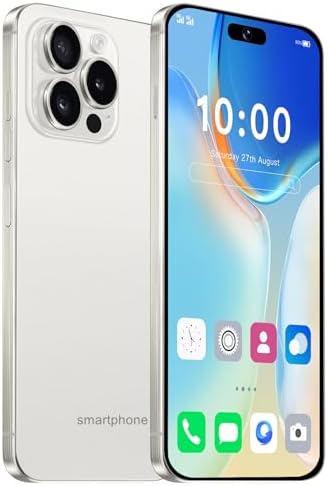 A14 Pro Cell Phone, 5G Unlocked Smartphone 8GB+256GB Smartphone Android 14, 6800mAh Battery, 6.8" FHD+120Hz 64MP Camera, Dual SIM Octa-Core Phone GPS/Fingerprint/Face ID (White)