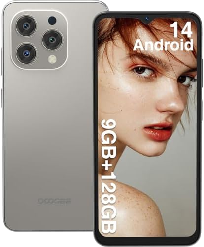 DOOGEE N55 Android 14 Cell Phone(2024), 9GB RAM+128GB ROM/1TB Android Phone, 90Hz+6.56" HD Unlocked Cell Phone, 5150mAh, Octa Core, 13MP+8MP, 4G Dual SIM,Face Unlock,Widevine L1,OTG, T-Mobile(Natural)