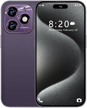 15 ProMAX 5G Phone 12+512GB Unlocked Cell Phone,Smartphone 6.85" HD Screen Unlocked Phones,Battery 7000mAh Android 13,/Face ID/Fingerprint Unlock/Dual SIM/GPS(Purple)