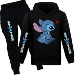 Girls Cartoon Hoodie Set Kids Princess Hooded Pullover Sweatshirt Casual Long Sleeve Clothes Suit for 4-13 Years