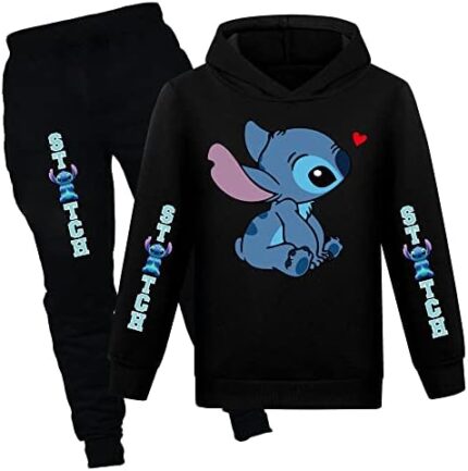 Girls Cartoon Hoodie Set Kids Princess Hooded Pullover Sweatshirt Casual Long Sleeve Clothes Suit for 4-13 Years