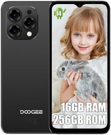 DOOGEE N55 PRO Cell Phone,Android 14 Smartphone,12GB+256GB,6.56" HD+,13MP Camera Android Phone,5150mAh Battery Mobile Phones,Face Unlock/OTG Black