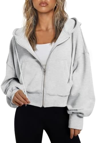 Trendy Queen Hoodies for Women Full Zip Up Cropped Sweatshirts Jackets Casual Comfy Gym Tops Fall Outfits Winter Clothes 2024