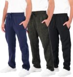 Real Essentials 3 Pack: Boys' Tech Fleece Open Bottom Sweatpants with Pockets