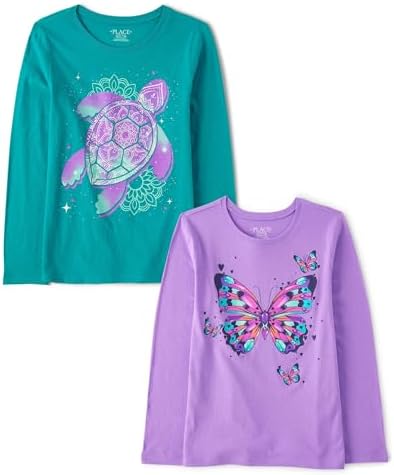 The Children's Place Girls' Dino Long Sleeve Graphic T-Shirts