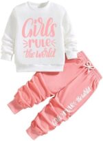 Toddler Girl Clothes - Letter Printed Crew Neck Toddler Fall Sweatshirt & Loose Pants - Sweatshirt Set(3-7 years)