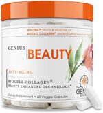 Genius Beauty, Hair Skin & Nails Vitamins, 60 Capsules - Anti-Aging Antioxidant Supplement, Hydrolyzed Collagen Pills, Glutathione & Astaxanthin - Detox Cleanse, Wrinkles, Hair Growth & Healthy Skin