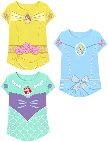 Disney Princess Girls T-Shirt (Sets) Jasmine Ariel Tiana Snow White Belle Rapunzel Cinderella Mulan Aurora Moana Clothes