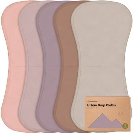 Organic Burp Cloths for Baby Boys and Girls - 5-Pack Super Absorbent Burping Cloth, Burp Clothes, Soft & Plush, Newborn Milk Spit Up Rags, Burpy Cloth Bib for Unisex, Burping Rags (Mauve)