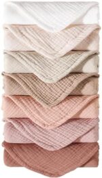 Konssy Muslin Baby Burp Cloths Sets for Unisex- 7 Pack Soft 100% Cotton Burping Clothes for Newborn，Baby Girls and Boys