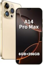 Unlocked Phones A14 ProMax Unlocked Cell Phones 6GB+256GB | 6.8" Display | 24MP+50MP HD Camera | Android 13 | 5000mAH | 5G Dual SIM Smartphone (Gold)