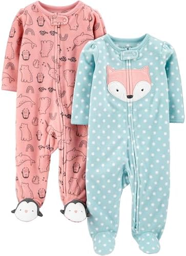 Simple Joys by Carter's Baby Girls' Fleece Footed Sleep and Play, Pack of 2