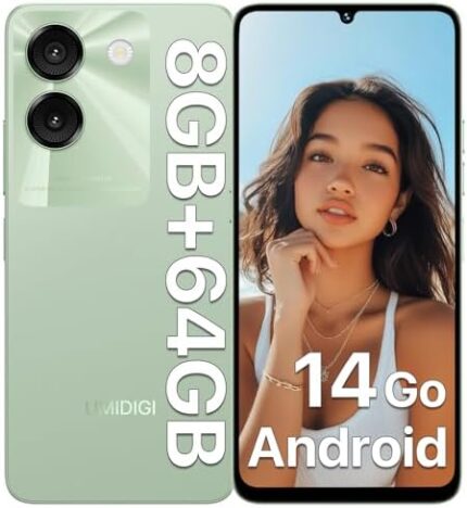 UMIDIGI G9A Cell Phone, Android 14 Go Unlocked Phone, 8GB+64GB/TF 1TB Expend Octa-Core, 4G Dual SIM Card, 3.5mm Headphone Jack Phones 6.75"HD+Display AI Face Unlock Android Phone, 5000mAh, GPS(Green)