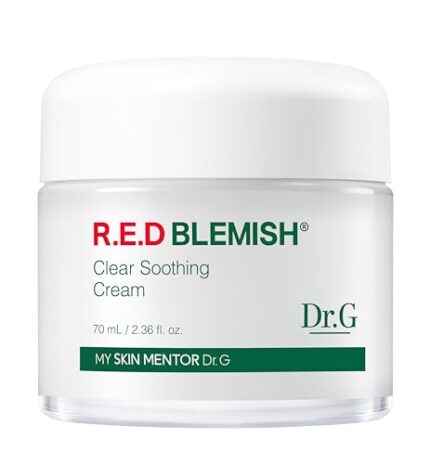 Dr.G Red Blemish Clear Soothing Cream, 70ml - Moisturizing Recovery Cream for Sensitive Acne-Prone Skin; Cica Soothing Moisturizer, Korean Skin Care, Korean Skincare, Kbeauty, K Beauty, Korean Beauty